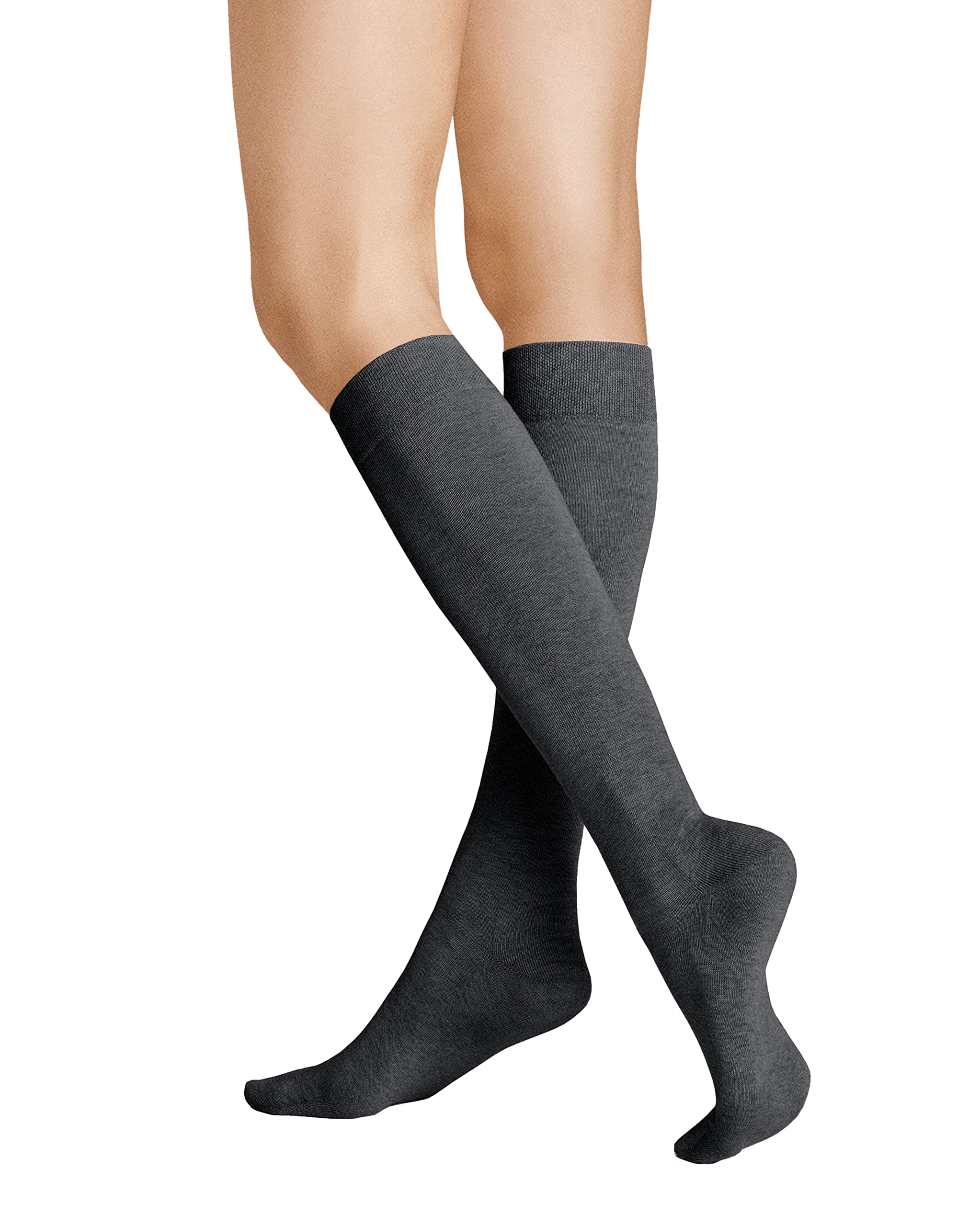 KUNERT HUDSON Women's Relax Cotton KSD Knee Socks, 100 Denier, Grey/Mel, 39/42, GREY-MEL, 39-42