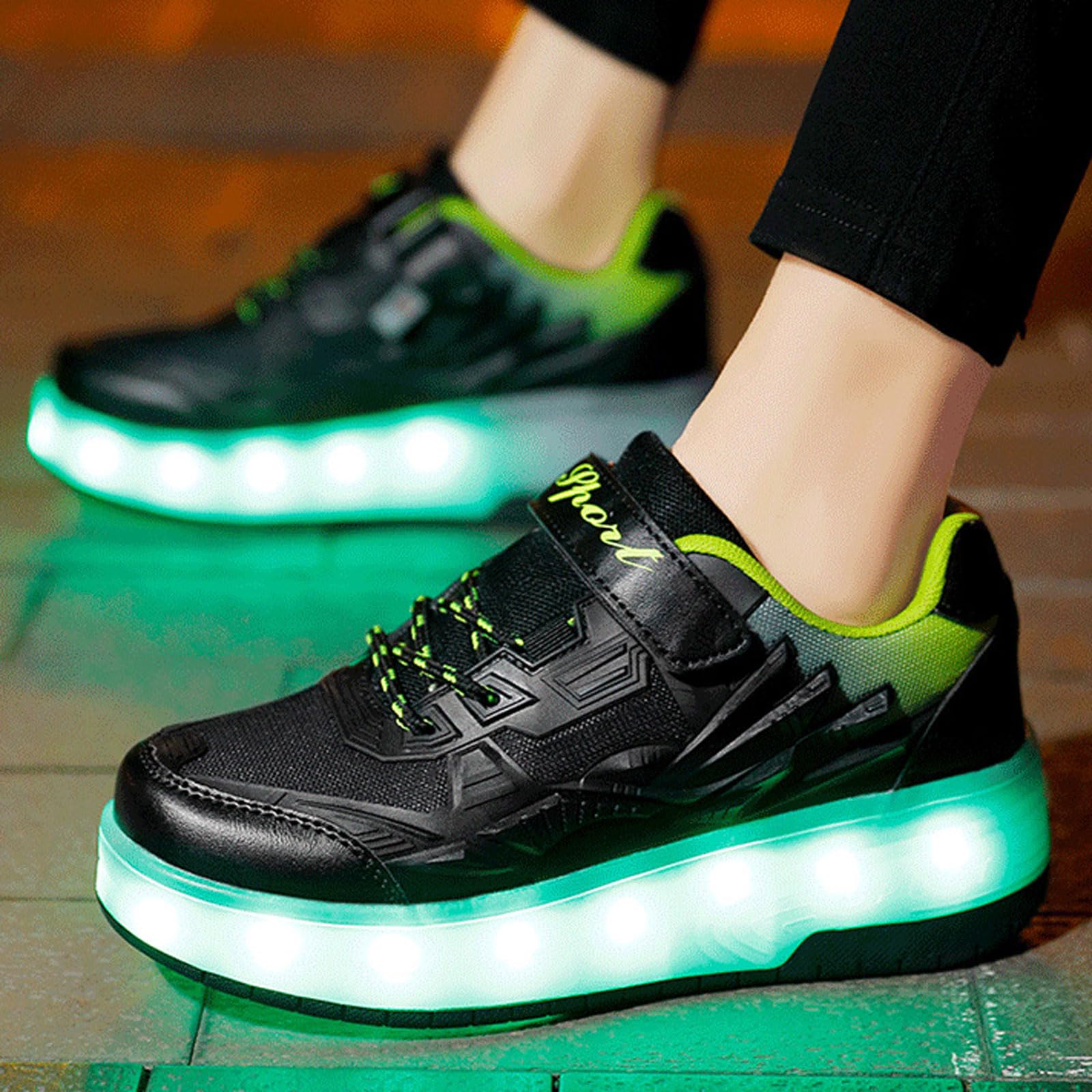 Patins à roulettes 2 en 1 Rétractables avec LED Lumières, Rechargeables, pour Enfants Filles Garçons