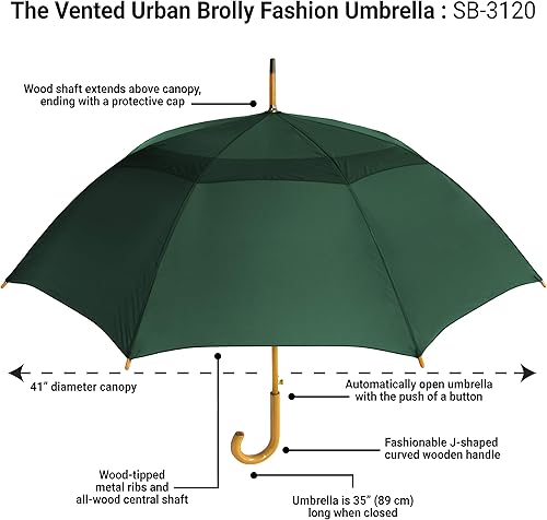 Miniatura 3 de STROMBERGBRAND UMBRELLAS The Ventied Urban Brolly Hunter Green The Vented Urban Brolly Hunter Green