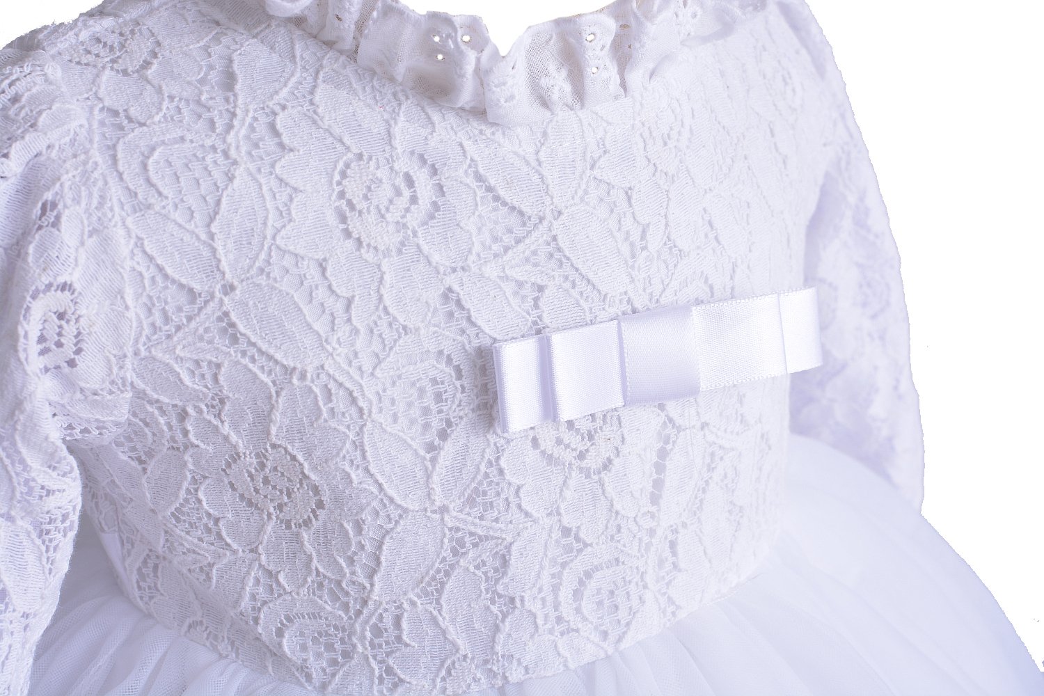 Cinda Bambino Lungo Manica Pizzo Battesimo Festa Vestito e Cofano