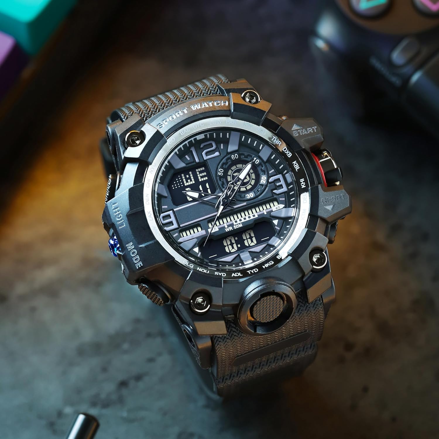 Yihou Men's Military Watch Outdoor Sports Electronic Watch Tactical Army Wristwatch LED Stopwatch Waterproof Digital Analog Watches - Image 2