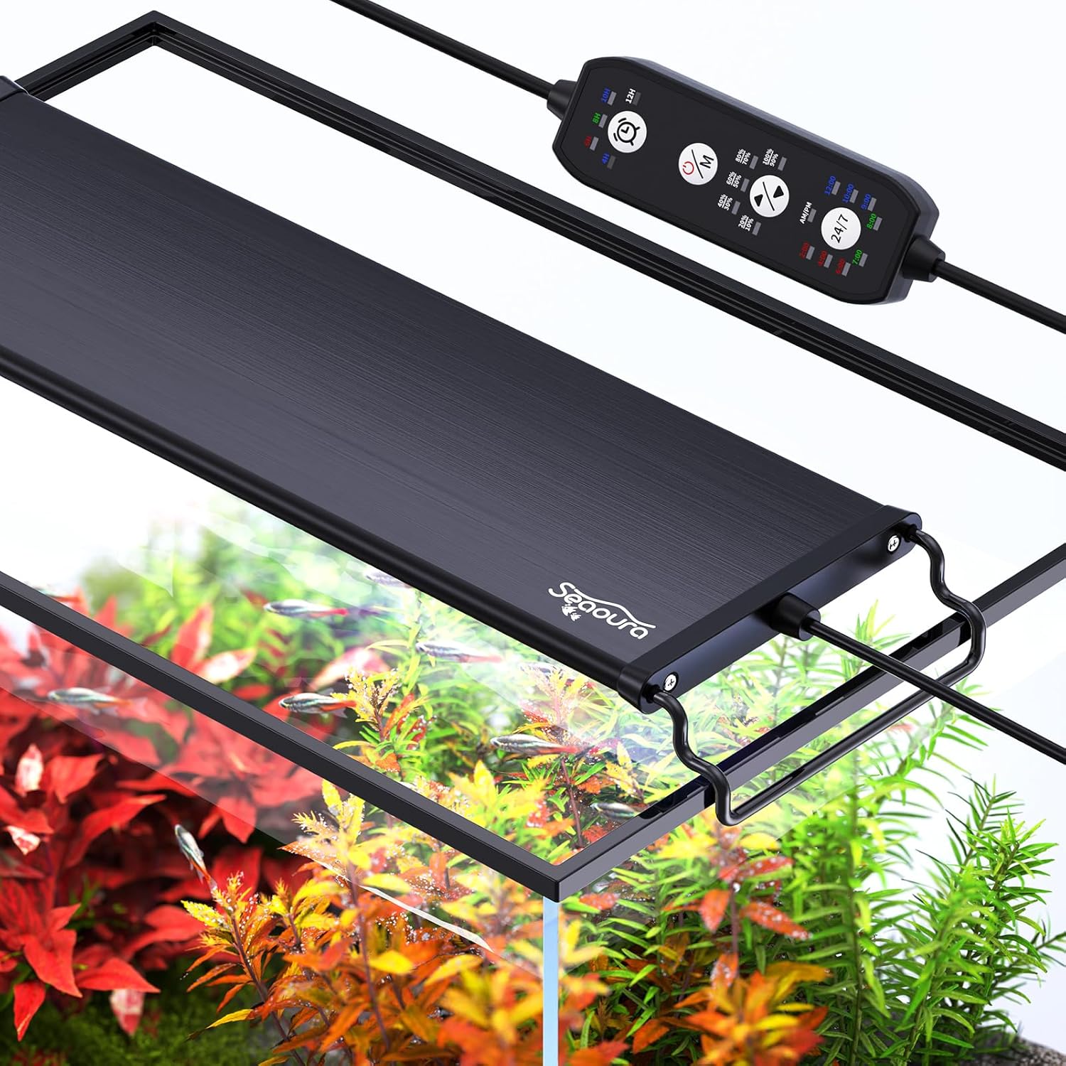24/7 Mode LED Aquarium Light for Plants-Sunrise-Daylight-Moonlight Mode, Fish Tank Light with Auto On/Off, 7 Colors, Adjustable Timer/Brightness for 36 Inch to 42 in Freshwater Tank, 36W 36W for 36-42 inch tank