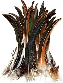 THARAHT 50PCS Rooster Coque Tail Feathers Bulk Natural 12-14Inch 30-35cm for Crafting Wedding Gras