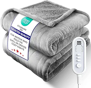 Electric Heated Blanket Twin, Ultra‑Cozy Premium Flannel & Sherpa, Even Heat Distribution & Stable Temp, 1–10H Auto‑Off, 8 Temps (86–125.6°F), Overheat Protection, Ideal Gifts for Grandma