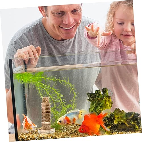 Miniatura 7 de Toyvian Adorno decorativo de torre de resina para pecera, mini torre inclinada, decoración de acuario, escondite seguro para peces, camarones,