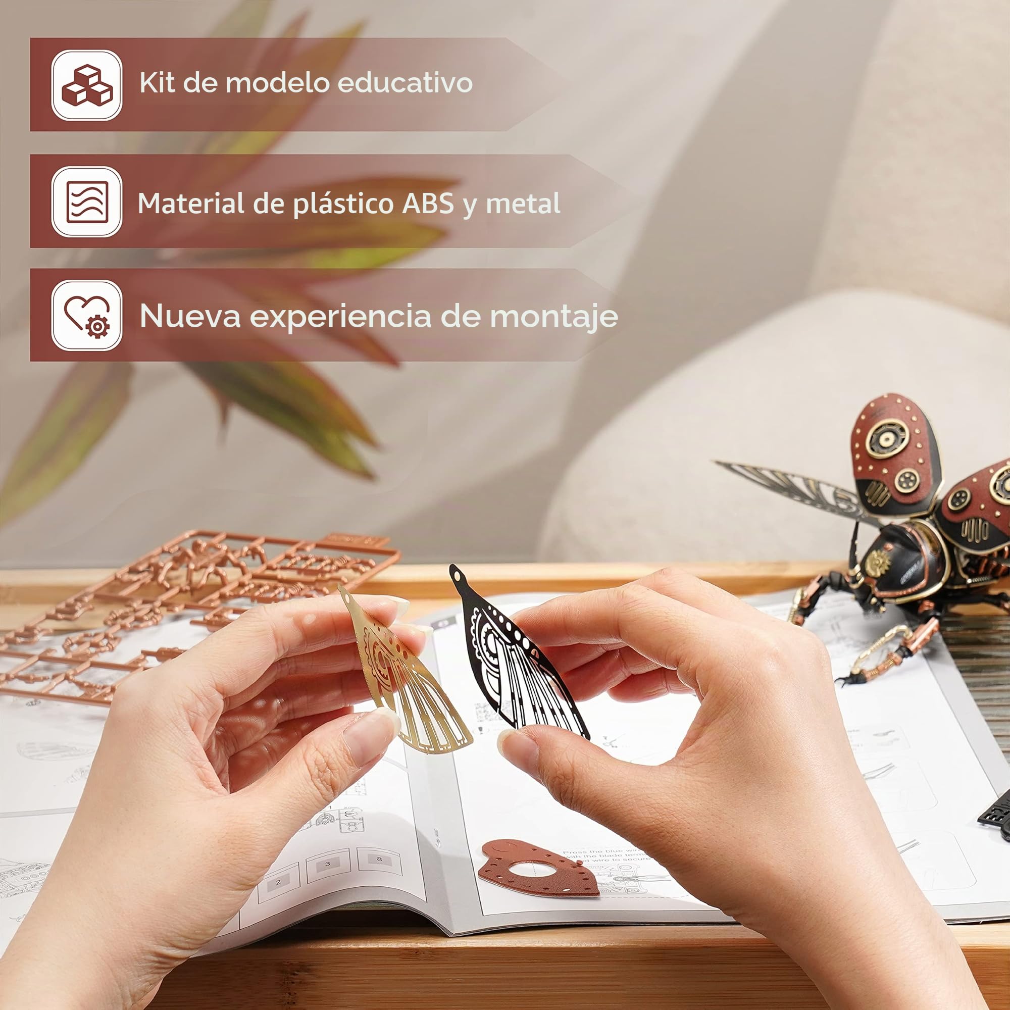 ROKR Puzzle 3D Metal y ABS Maquetas para Construir Adultos Rompecabezas de Escarabajo Regalo Cyberpunk Insectos (MI01)