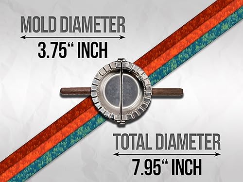Miniatura 3 de Máquina para hacer albóndigas con mango de madera de 3.75 pulgadas, prensa para hacer empanadas, prensa de bolas de masa hervida 2 en 1, prensa para