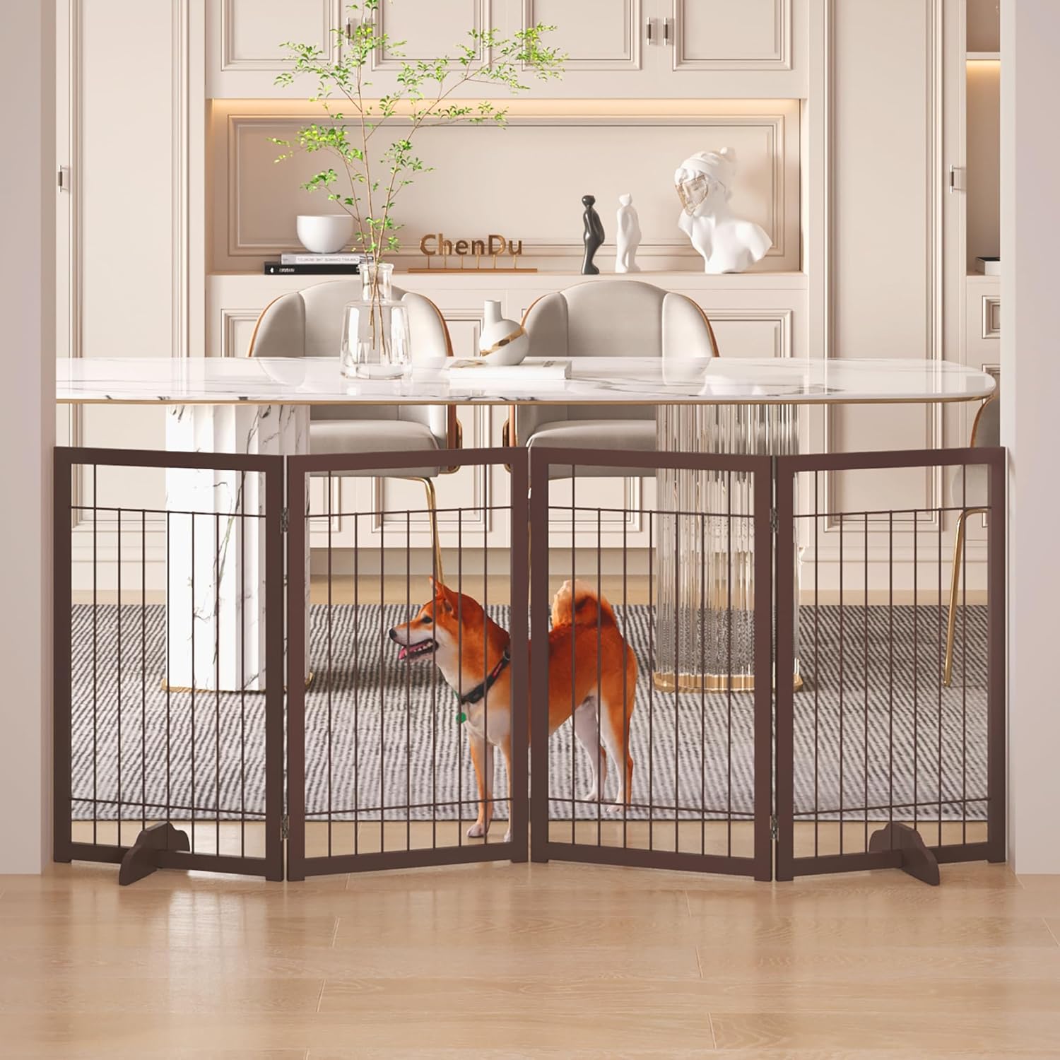 MUOU Freestanding Dog Gate, Wide 72" Tall 30" Pet Gate