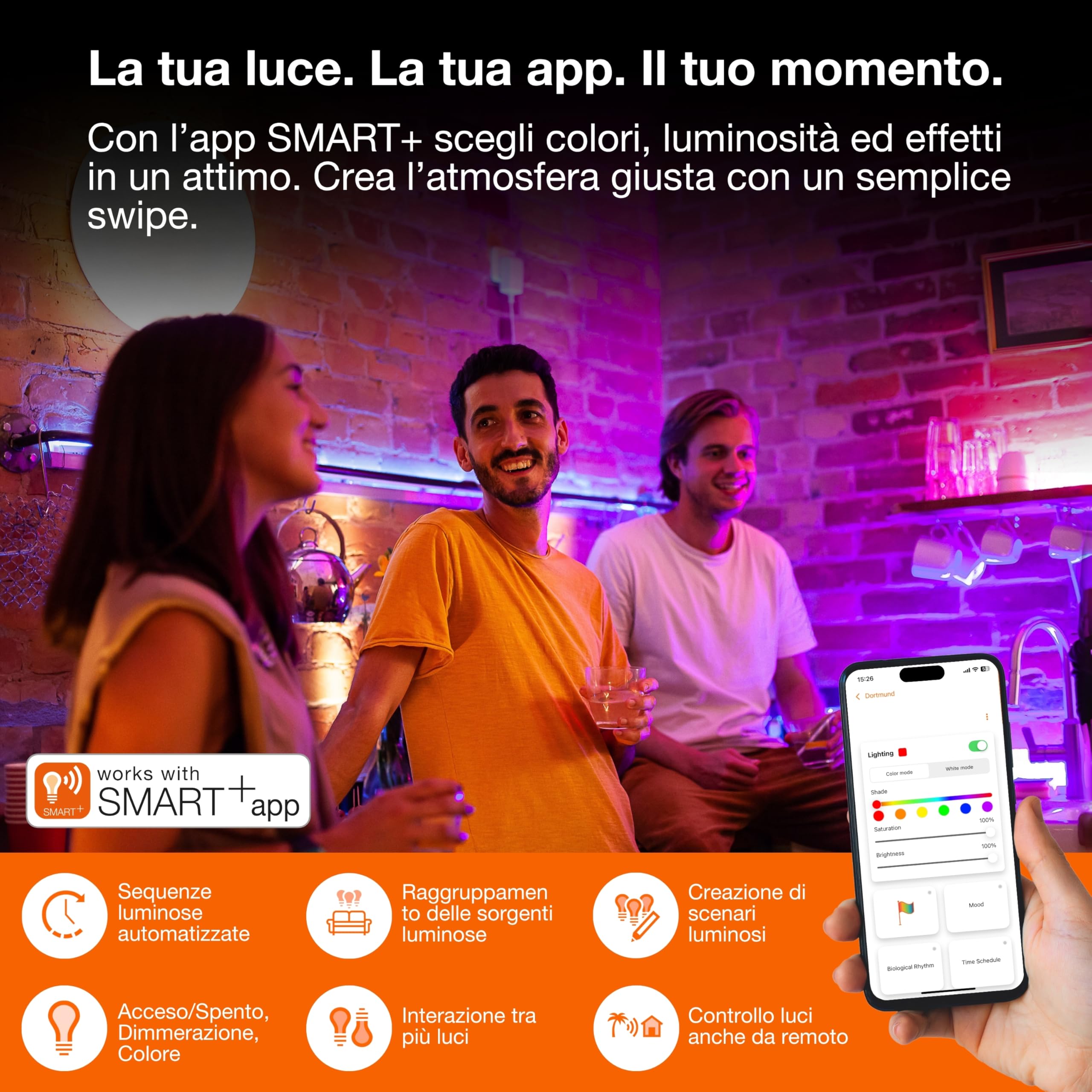 LEDVANCE SMART WIFI Striscia LED con telecomando incluso con controllo del colore MAGIC RGB, tecnologia COB per un effetto luminoso uniforme, 22 W, lunghezza 3 m, per applicazioni interne