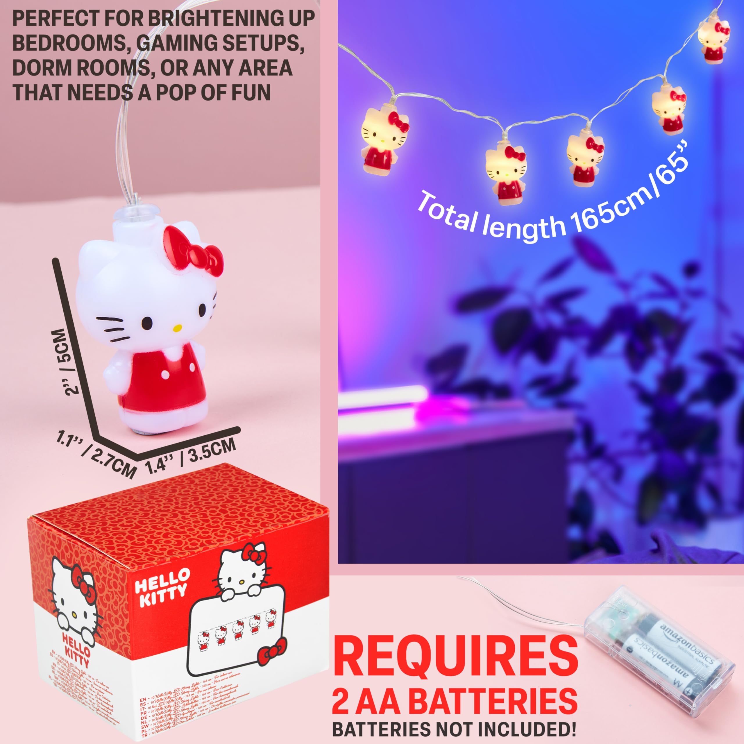 Amazon.com: Hello Kitty Sanrio LED Lights for Bedroom String Fairy