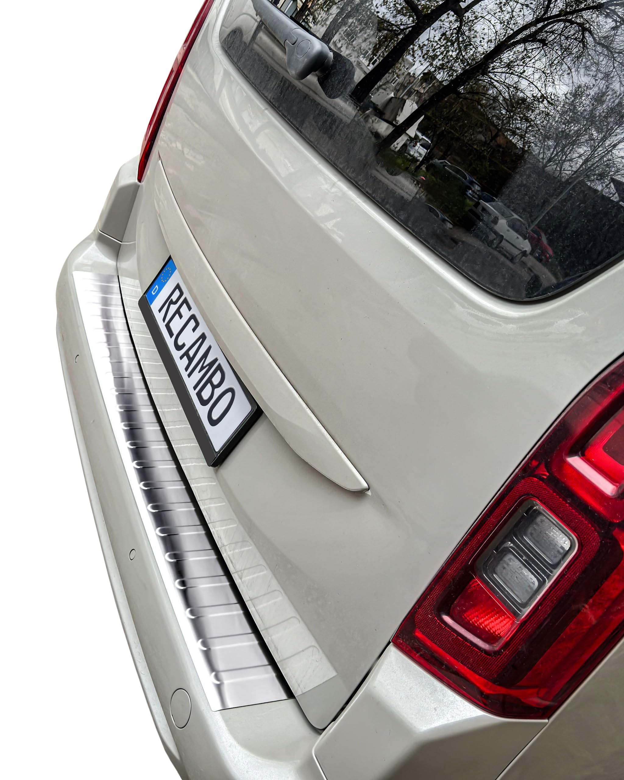 RECAMBO Ladekantenschutz Edelstahl kompatibel für Toyota Proace City | BJ ab 2020 - Hochglanz poliert, Chrom Look - Styling und Schutz für die Stoßstange