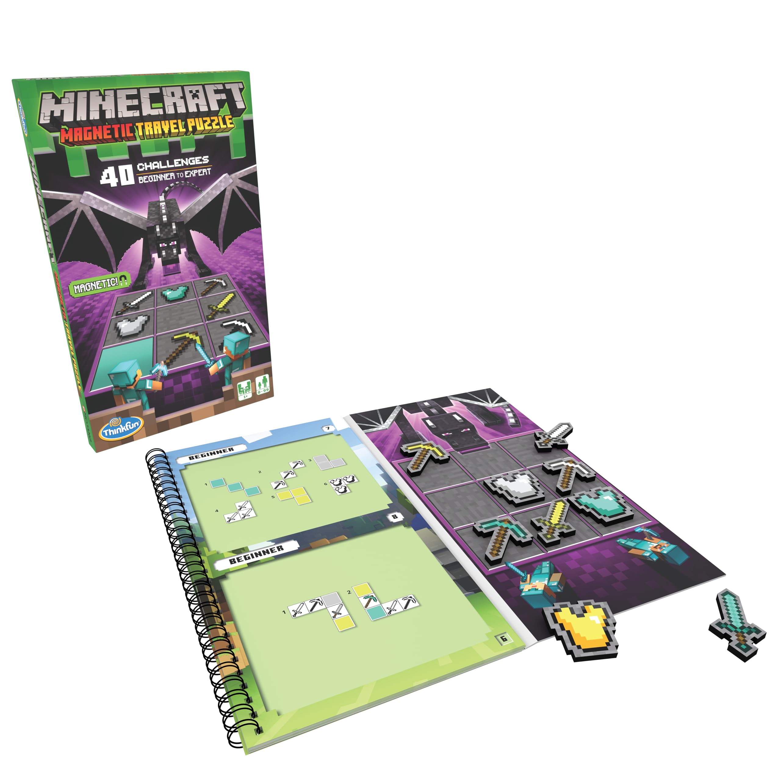 ThinkFun Minecraft Magnetic Travel Puzzle Logic Game & STEM Toy For Kids Ages 8 & Up