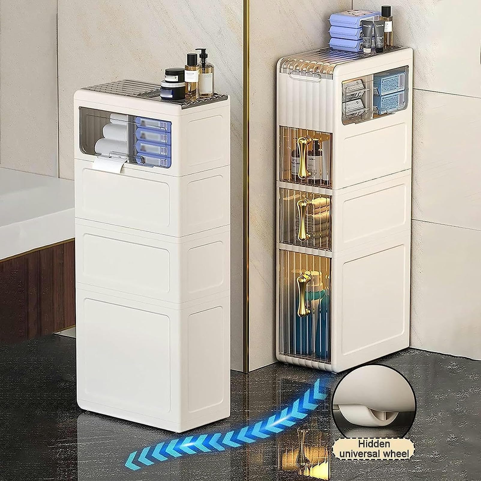 Armario de baño con cajones apilables, organizador de Papel higiénico para armario de baño, organizador de espacio Estrecho para baño, estante para cajón, almacenamiento