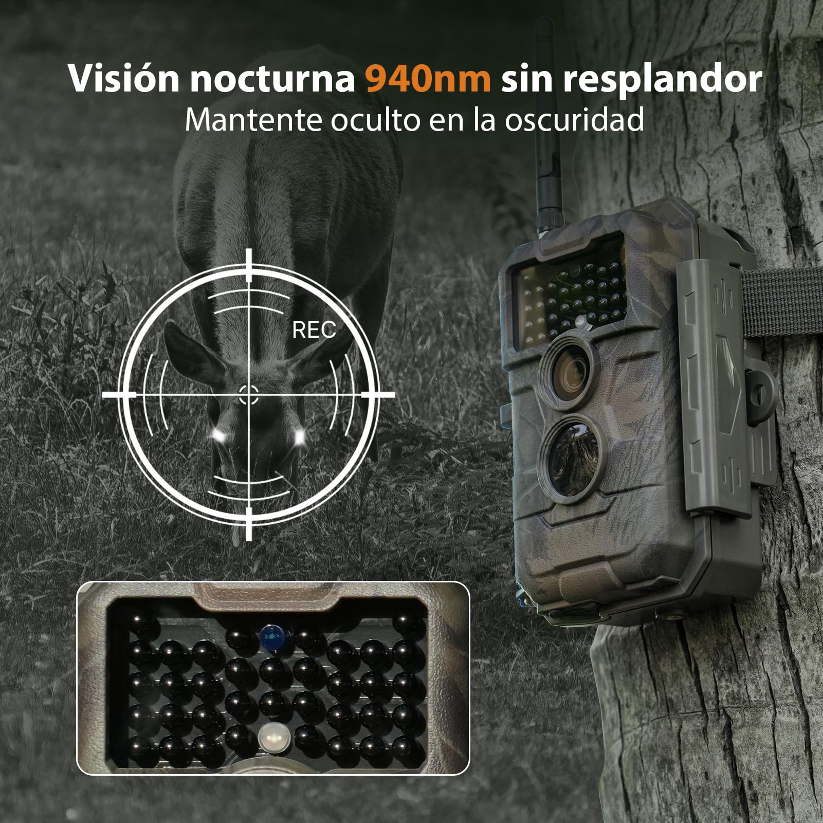 GardePro E6 Câmaras de Caça WiFi con Antena y App 48MP 1296P H.264 Vidéo, Camara Fototrampeo con Alcance de Visión Nocturna de 25m y Amplio Campo de Visión de 110°