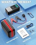 8000A Car Battery Booster Pack, 160PSI Jump Starter with Air Compressor (10L Gas/All Diesel), Portable Power Bank with Auto-Off Tire Inflator, LCD Display, Smart Jumper Cables,Flashlight