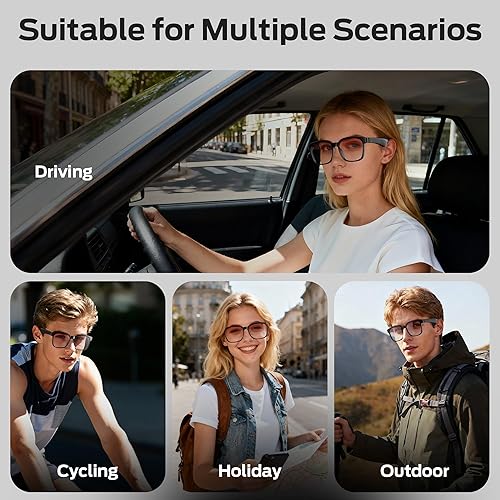 Miniatura 7 de Oraolo Gafas inteligentes, gafas de sol polarizadas con altavoz Bluetooth, música inalámbrica y llamadas, protección UV atlética/al aire libre y