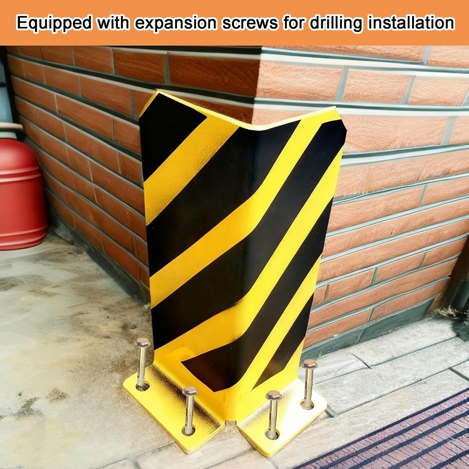 Industrial Pallet Rack Frame Guard - Pre-Drilled Base, Stainless Steel Corner Protector for Parking Garages, Wall Safety Barrier (Orange, 10x80x0.5cm)