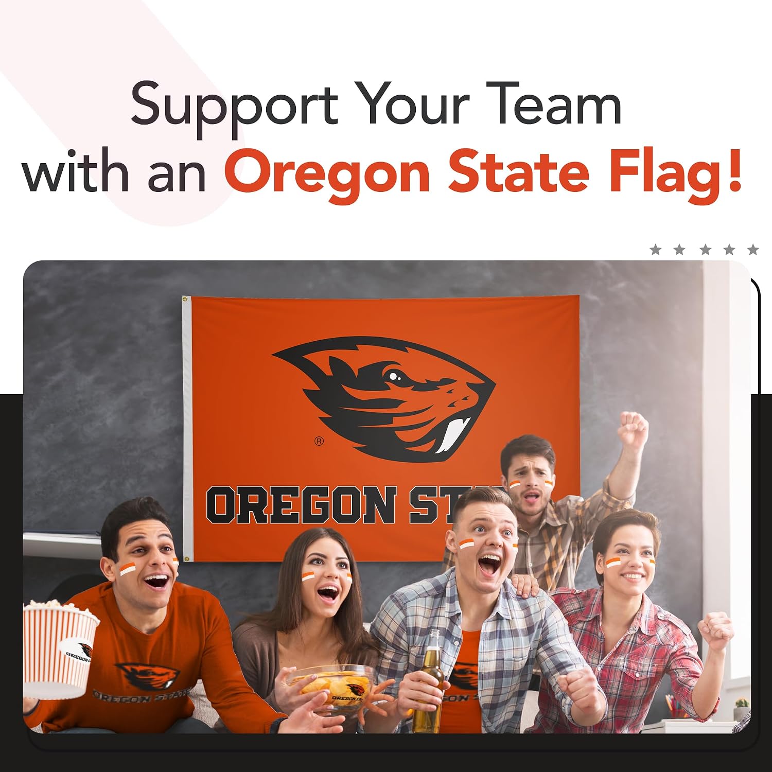 Oregon State Beavers College Sports Printed Flag - NCAA Licensed (Orange, Black, 5' x 8')