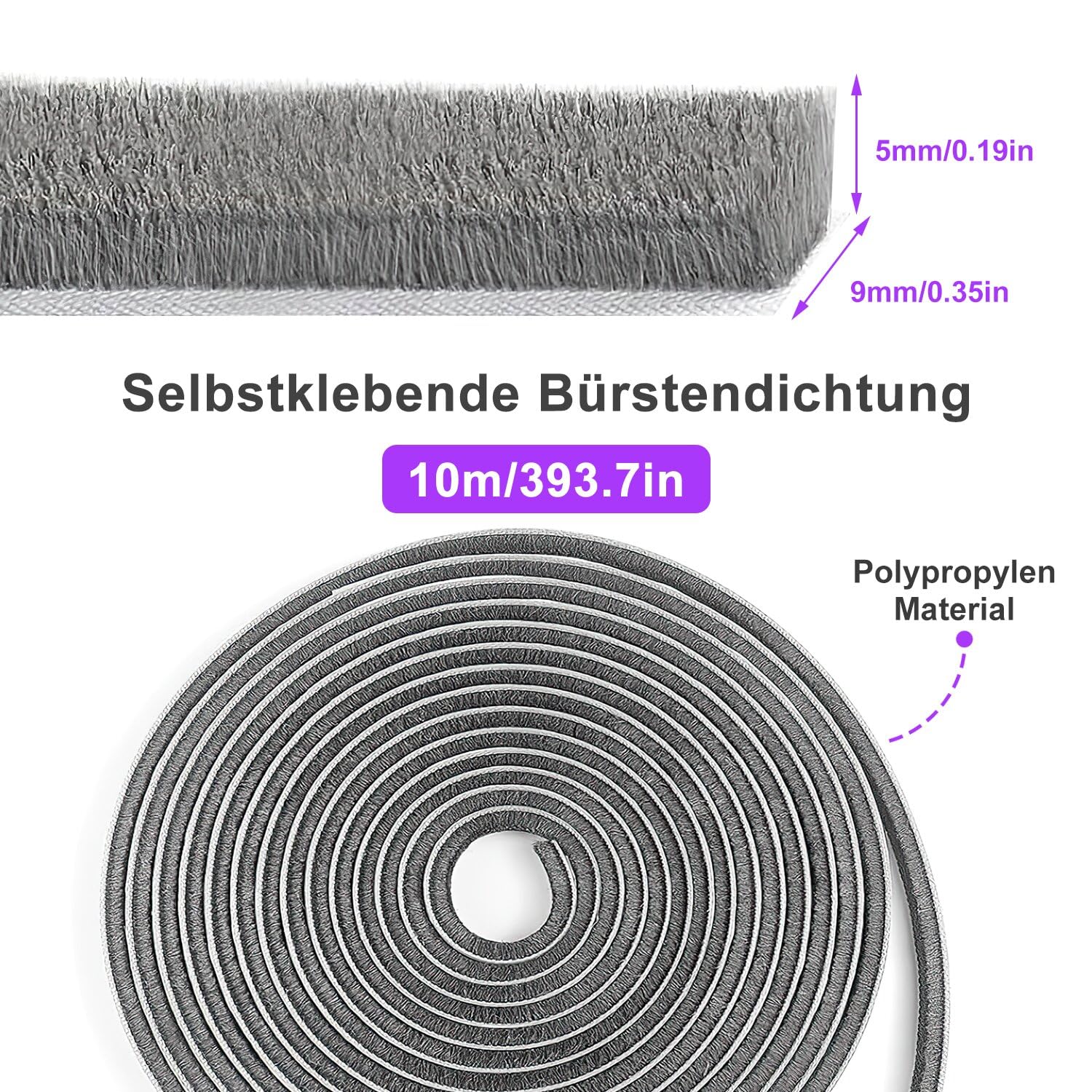 Joint à Brosse Autocollant De 10 M - Coupe-vent - Étanche à