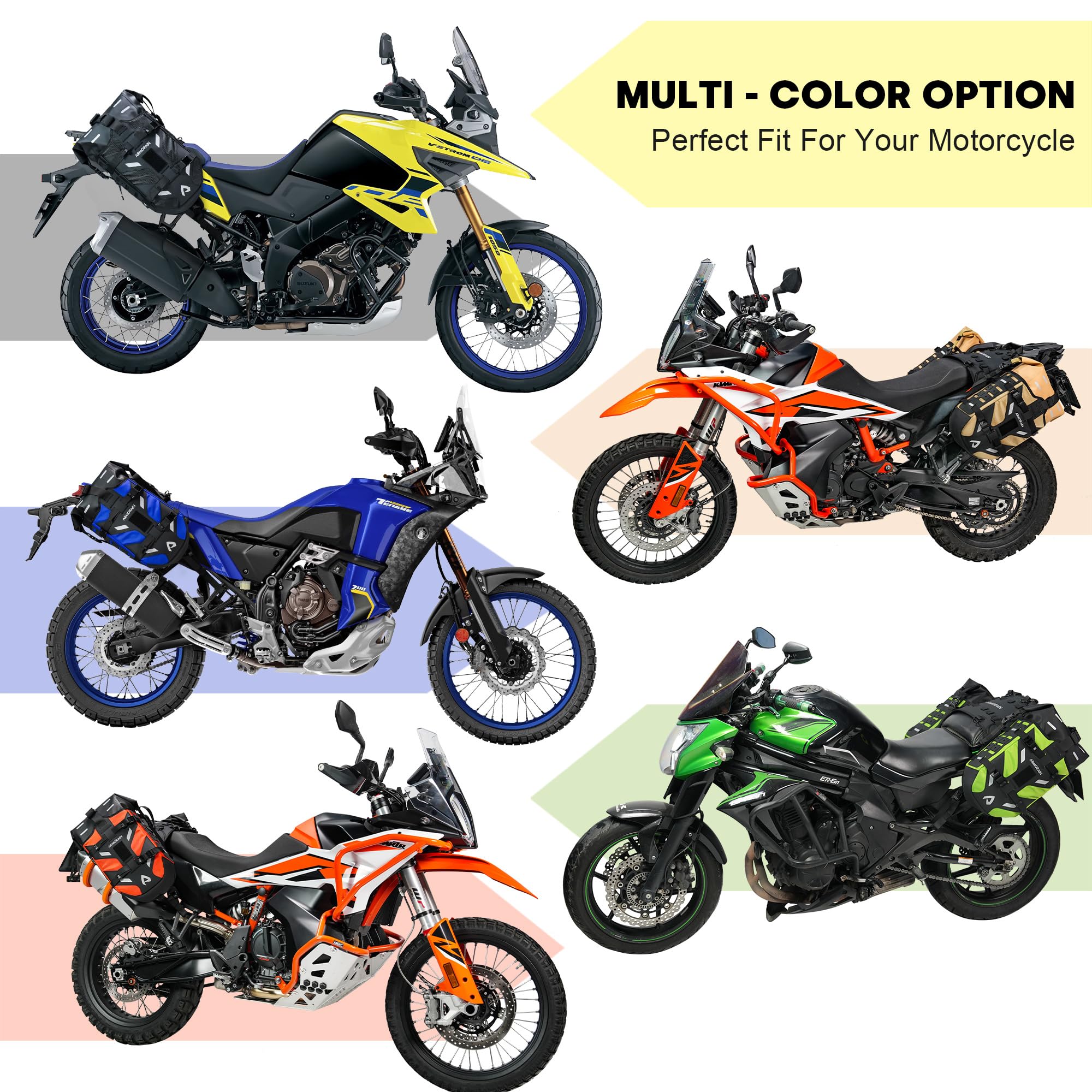 Borse da Moto impermeabili 40L Sistema da Viaggio Senza Bauletto Base Removibile 2026 per avventura, Attrezzatura da Moto (20L*2)(Arancione)