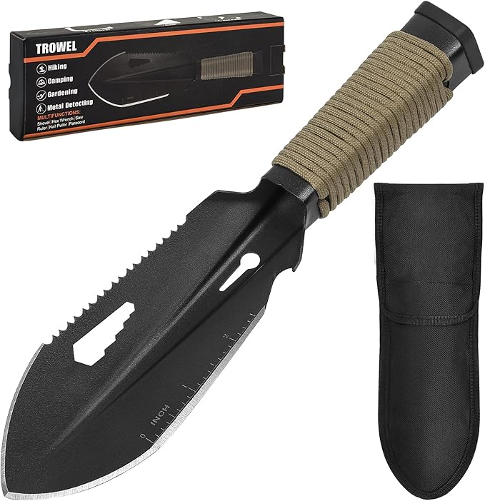 FullLit Backpacking Trowel, Lightweight Camping Shovel, Metal Detecting Tool