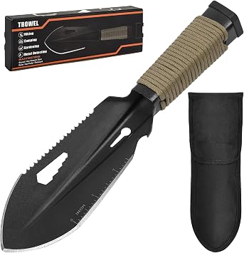 Backpacking Trowel Ultralight, Camping Shovel, Garden Trowel Hand Tool with Carrying Pouch for Hiking, Digging, Metal Detecting, Gardening Multitool Survival