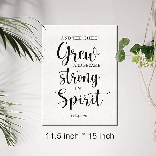 Miniatura 2 de Lienzo cristiano para pared, motivacional y el niño creció y se hizo fuerte en espíritu, Lucas 180, lienzo impreso con escritura, pintura para