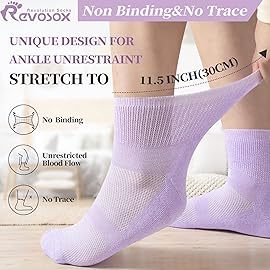 Revosoxs Diabetic Socks for Women Men,5 Pairs Non Binding Diabetic Ankle Wide Stretchy Loose Seamless Socks(Pure-Medium)