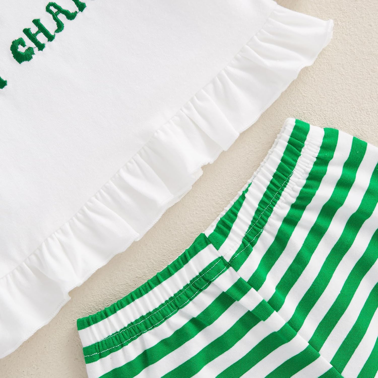 Cute Baby Girl St Patricks Day Outfit Lucky Charm Shamrock Shirt Ruffle Flared Pants Set Toddler Newborn Clothes