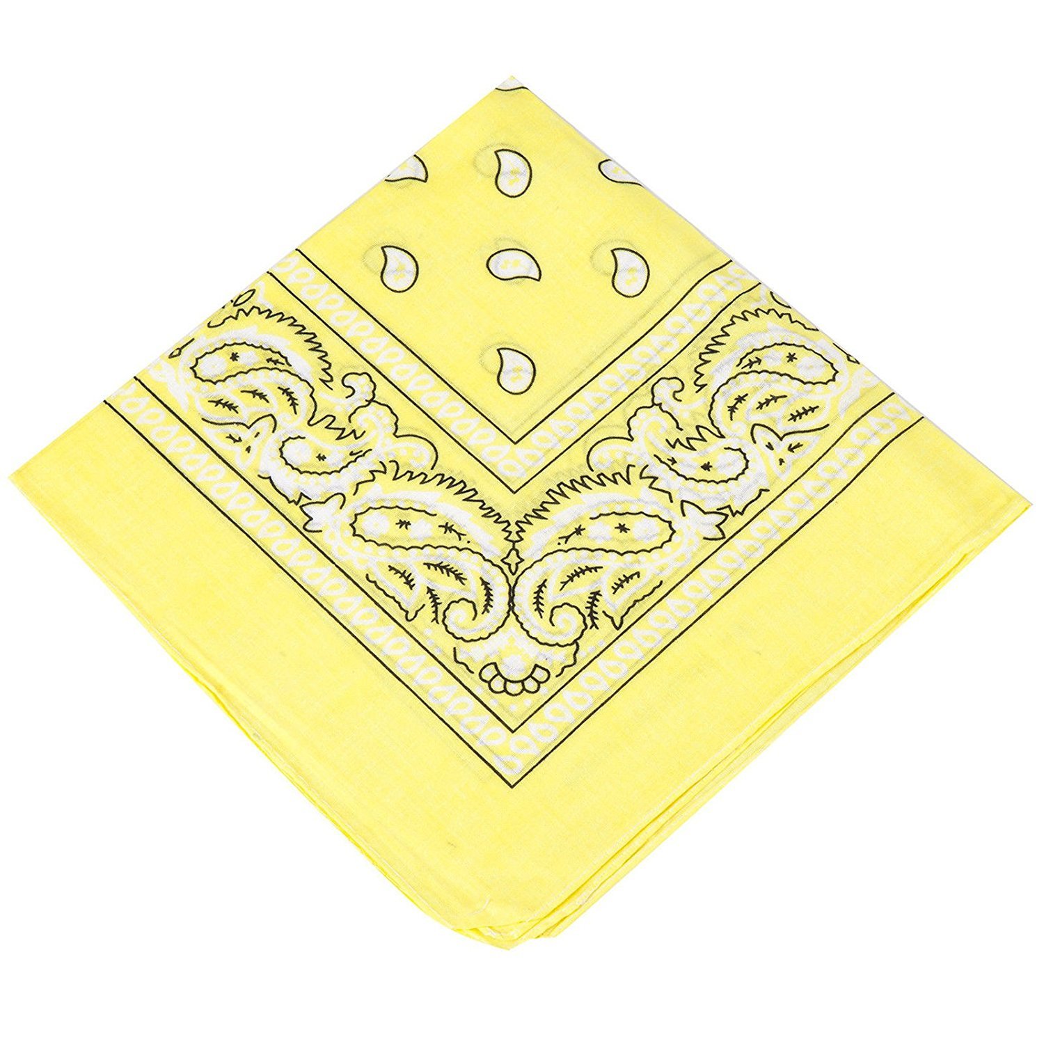 Buckingham Boutique Choice of 19 colours of Paisley Bandanas/Neckerchief/Hankerchief - suitable for Men, Women & Children (Yellow)