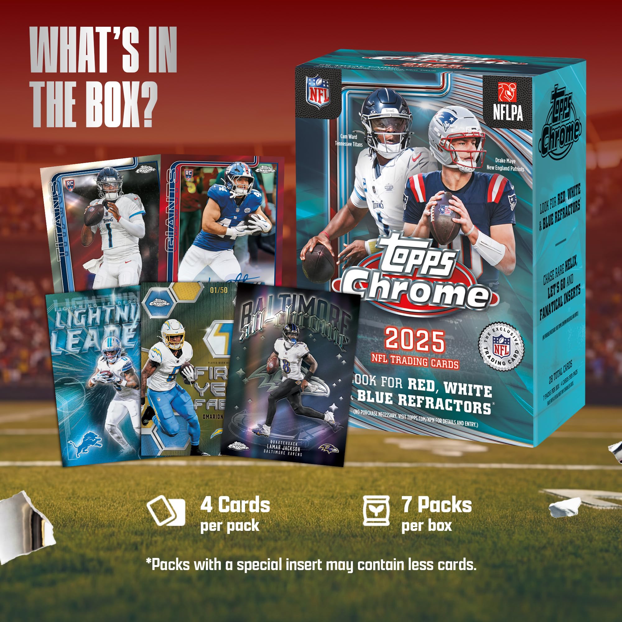 2025 Topps Chrome Football – werkseitig versiegelt – Value Box