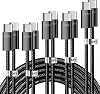 Cable USB C a USB C de 240W, paquete de 5 cables trenzados de carga rápida Tipo-C (negro) | 0.9/0.9/1.8/1.8/3 metros, cable de transferencia de datos de alta velocidad para MacBook, iPhone 15/16/17 Plus/Pro Max, iPad, Samsung Galaxy 1