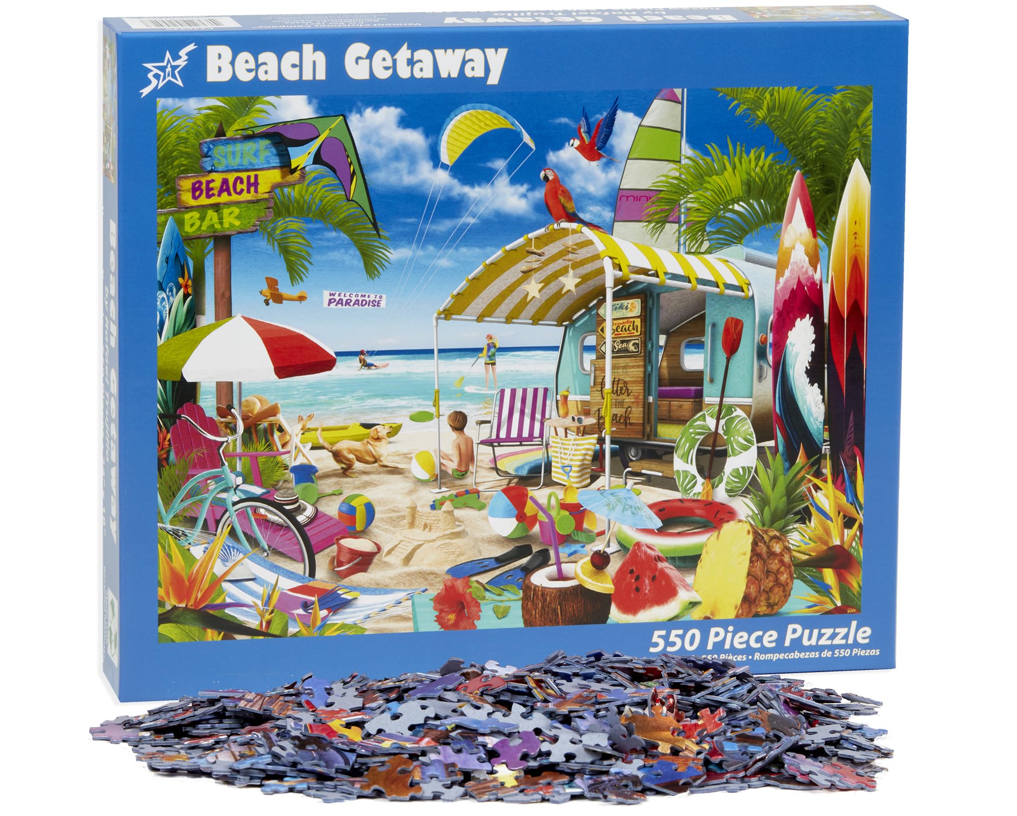Vermont Christmas Company Beach Getaway Jigsaw Puzzle 550 Piece - Fully Interlocking and Randomly Shaped Pieces - 24" x 18" - Image 4