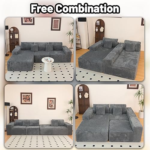 Miniatura 6 de Modular Sectional Couches Sofa with L-Shape Chaise, Modern Cloud Couch Sectional with Deep Seat, Upholstered Convertible Sofa Bed for Living Room