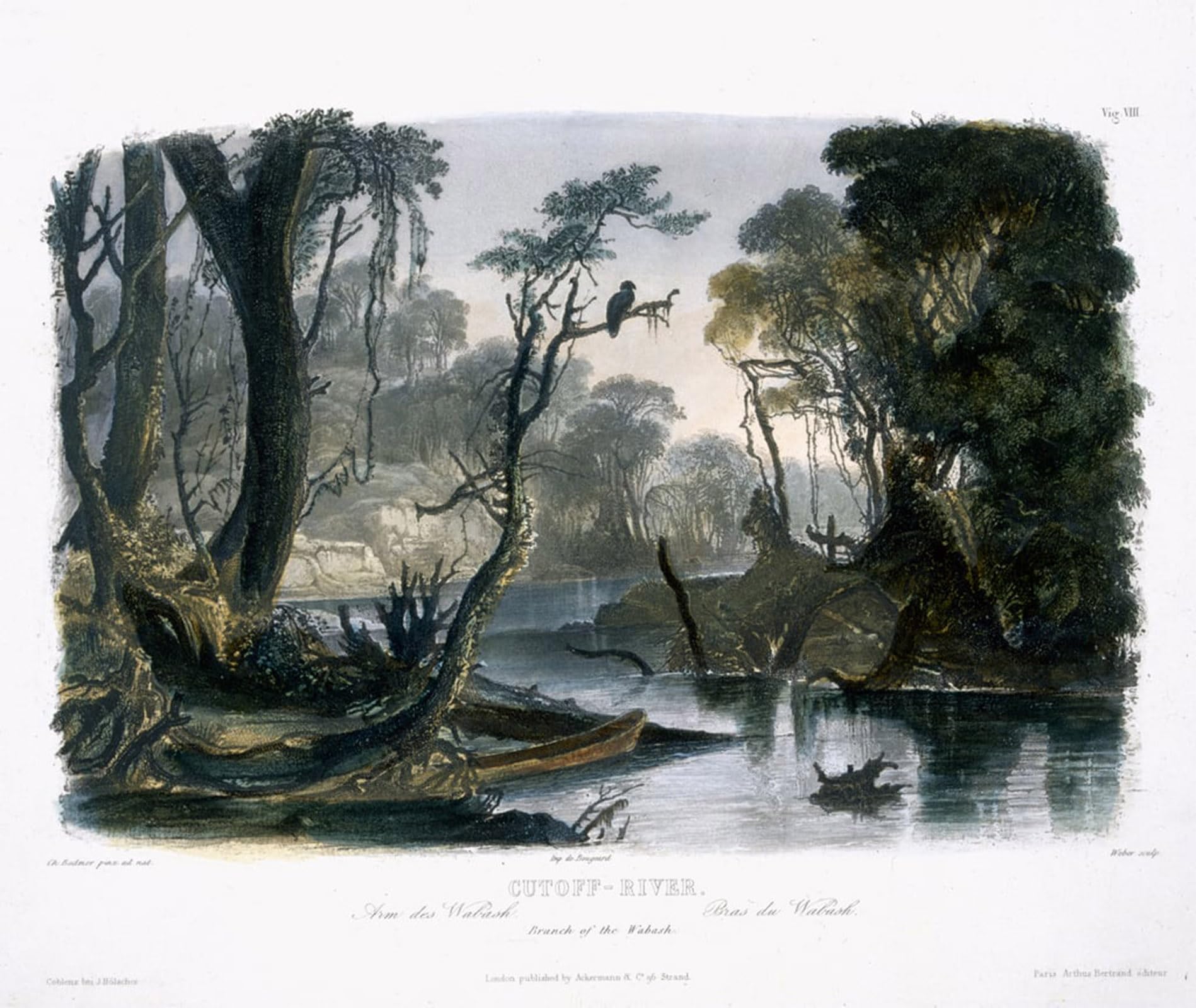 SERENDIPITP Vintage Picture Print on Canvas Wall Art Poster Cutoff River Branch of the Wabash by Karl Bodmer Artwork Print Poster for Wall Decor 60x90cm