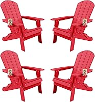 Vista 23 de YEFU Silla Adirondack, silla Adirondack de plástico de gran tamaño, sillas plegables para exteriores con soporte para tazas, silla de césped