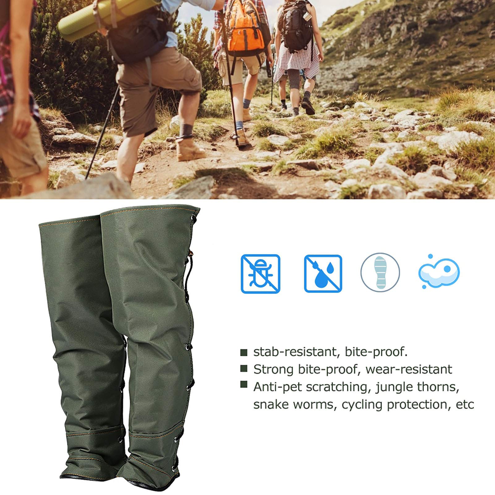 Guêtre de protection anti-morsure, protège-jambes anti-morsure de serpent Vert militaire Guêtre de protection anti-morsure pour camping alpinisme escalade randonnée