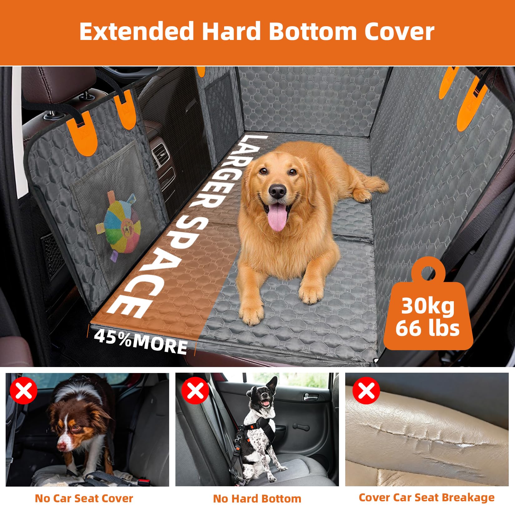 BingoPaw Funda Coche Perro Impermeable Antideslizante con Bolsillos 128x62.5x56cm