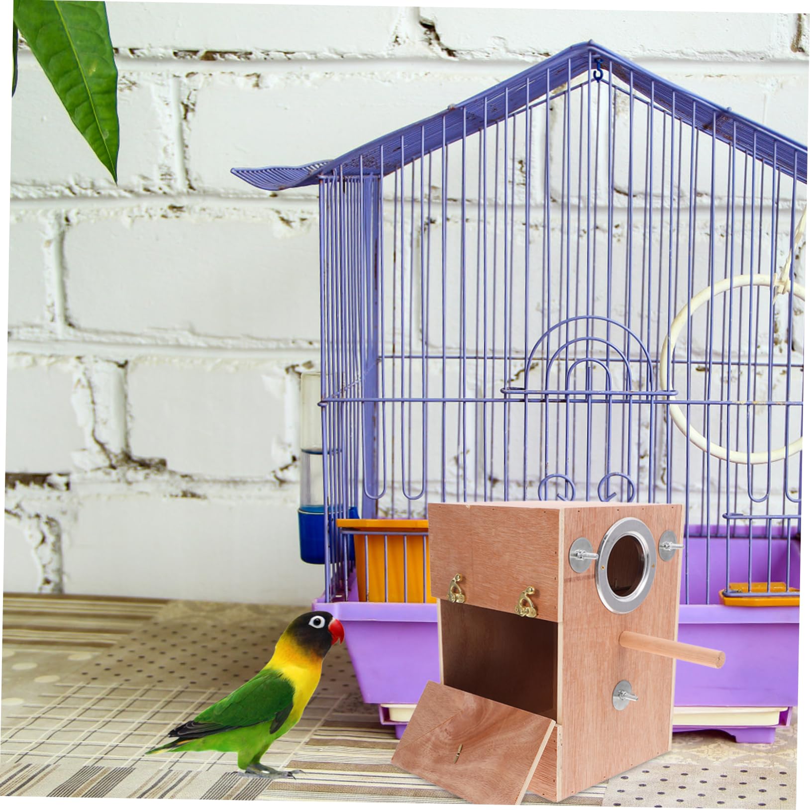Happyyami Caja De Cría De Madera para Aves Nido Colgante Aislante para Periquitos y Loros Refugio Cómodo y Natural para Jardín y Exterior