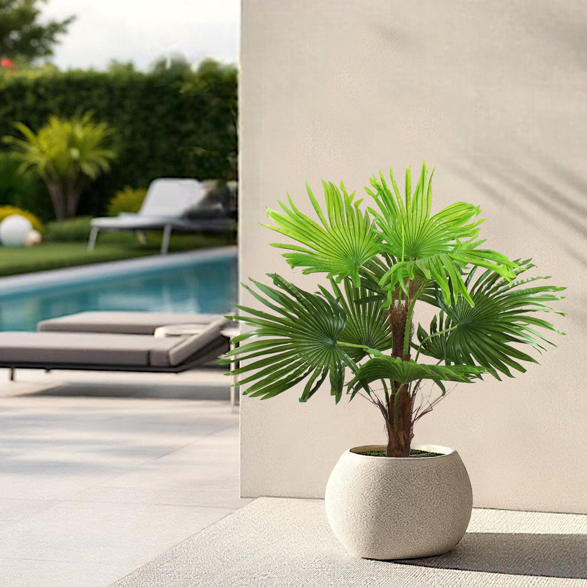 Palm kunstwaaierpalm in pot, planten, kunstpalm, kunstplant, decoratieve palm, paraplupalm, kunstboom, boom, decoratieve boom, groene plant, decoratie, cadeau, boompje, tropische exotische