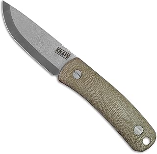 Knafs - Lulu Fixed Blade Knife for Camping and Hunting with Sheath - Green Micarta and Red G10 Handle - Raw CPM MagnaCut Blade - Knafs