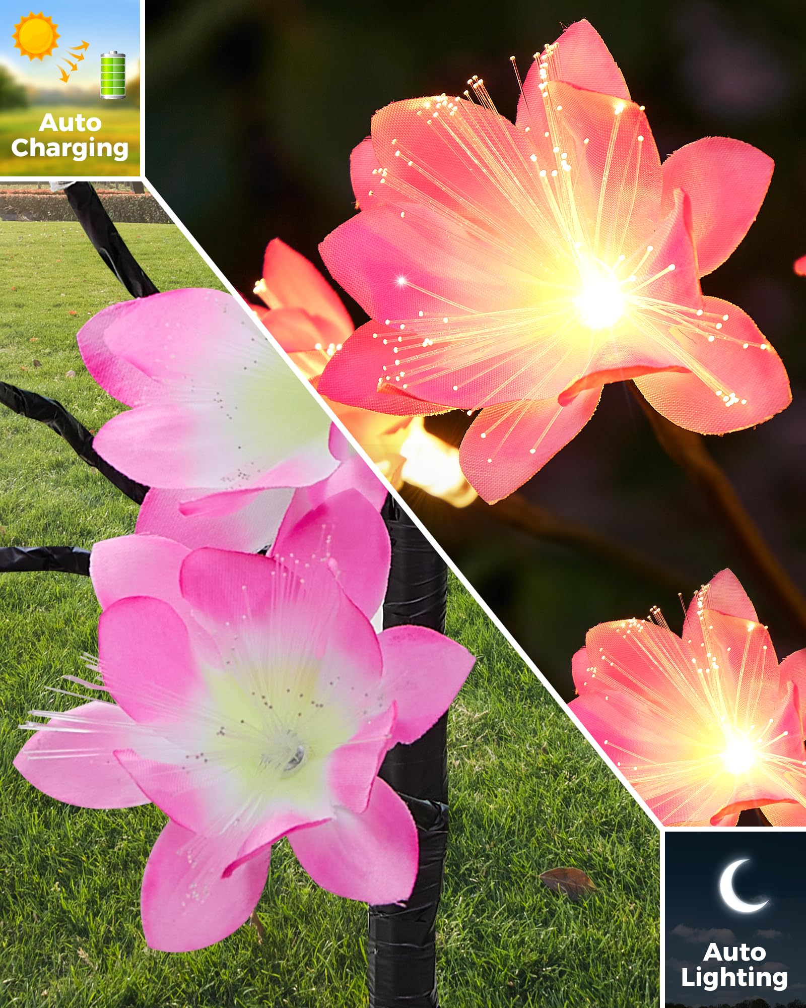 Confezione da 4 luci solari per esterni, a energia solare, IP65, impermeabili, decorative, per cortile, patio, giardino