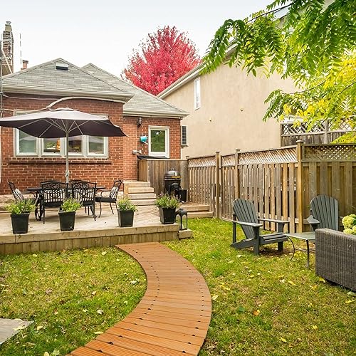 Miniatura 7 de Camino de jardín de madera de 6 pies, camino curvo de madera enrollable, pasarela resistente a la intemperie para patios al aire libre, pasarela de