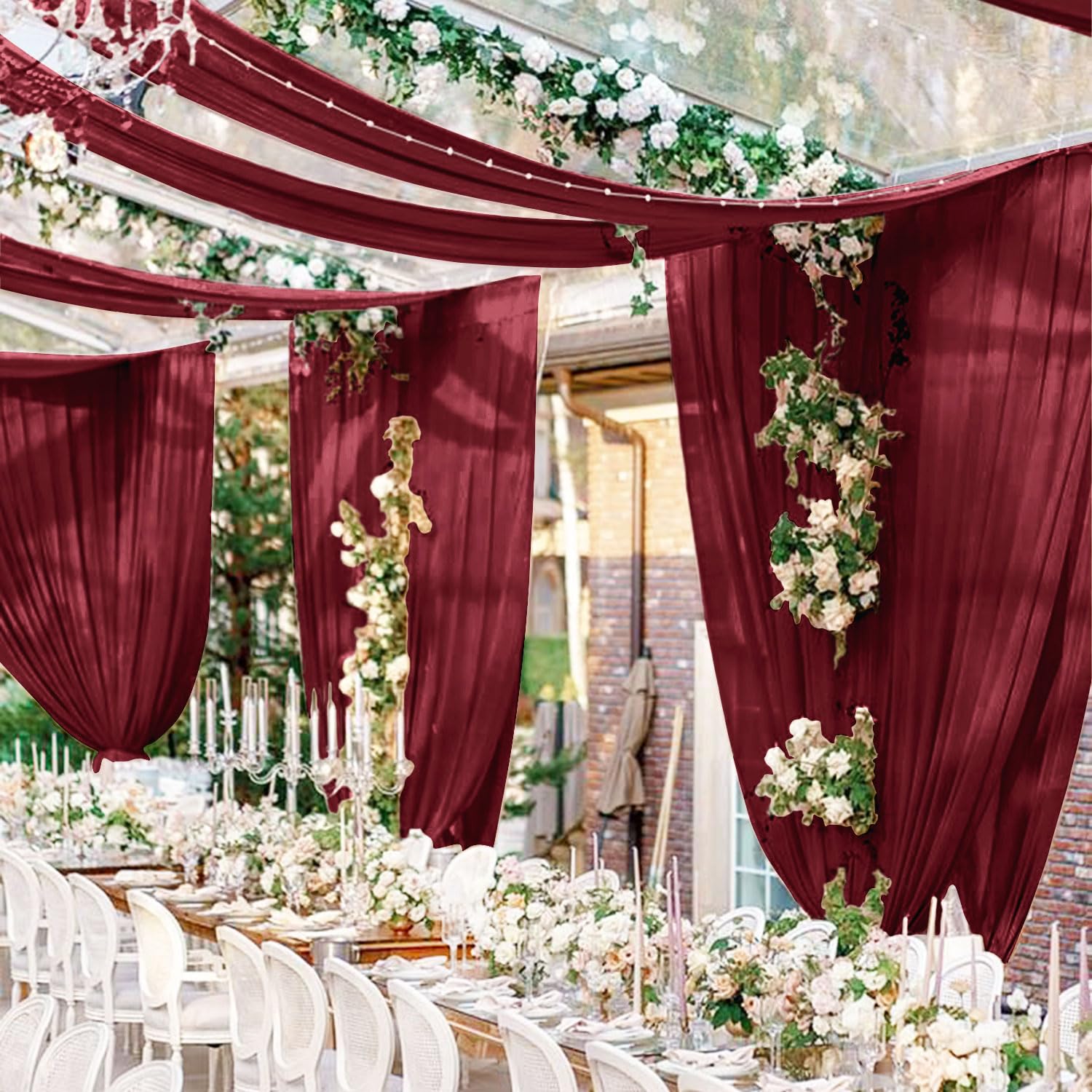 Zsanhua 1 pannello, tenda in tessuto chiffon, per matrimoni, 15 metri, drappeggio in voile trasparente, per cerimonie nuziali, decorazione per ricevimenti (76,2 x 599,4 cm