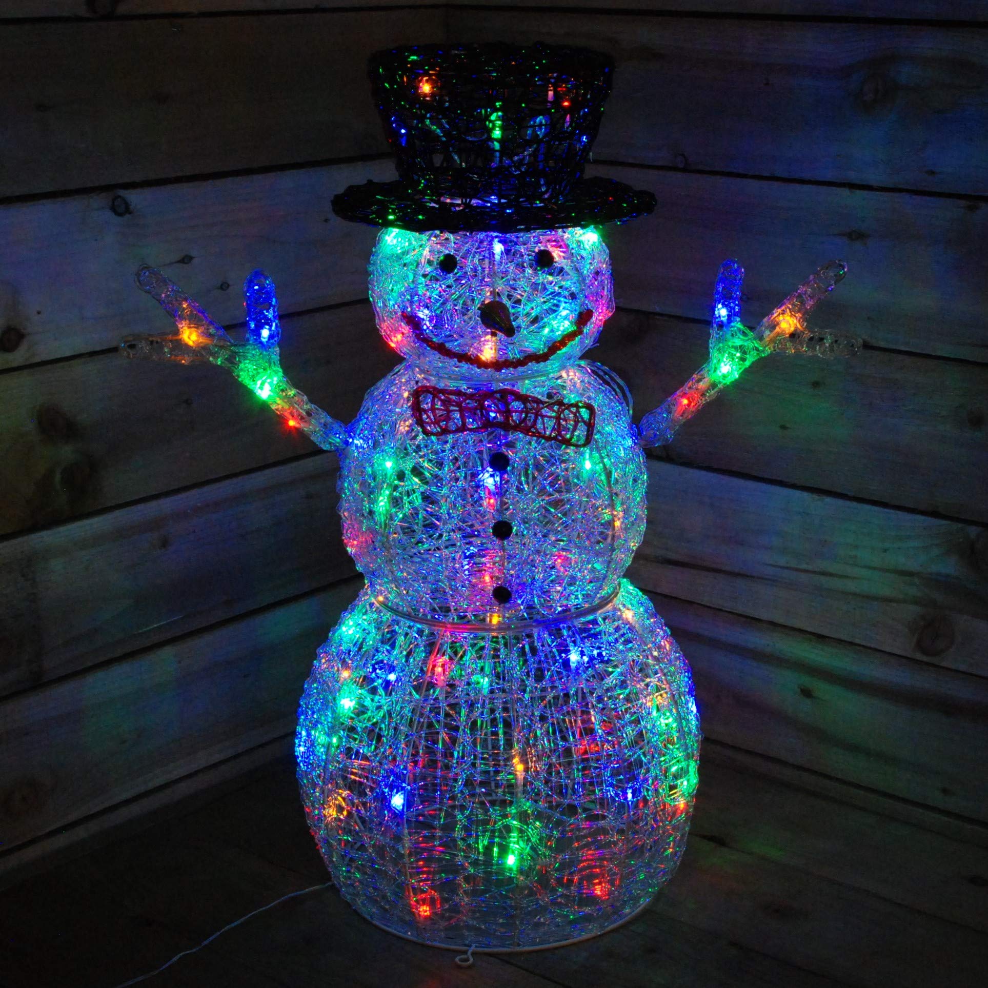 Premier Up 76Cm Acrylic Christmas Snowman With 88 Multi-Colour Led S – Indoor/Outdoor Display Light