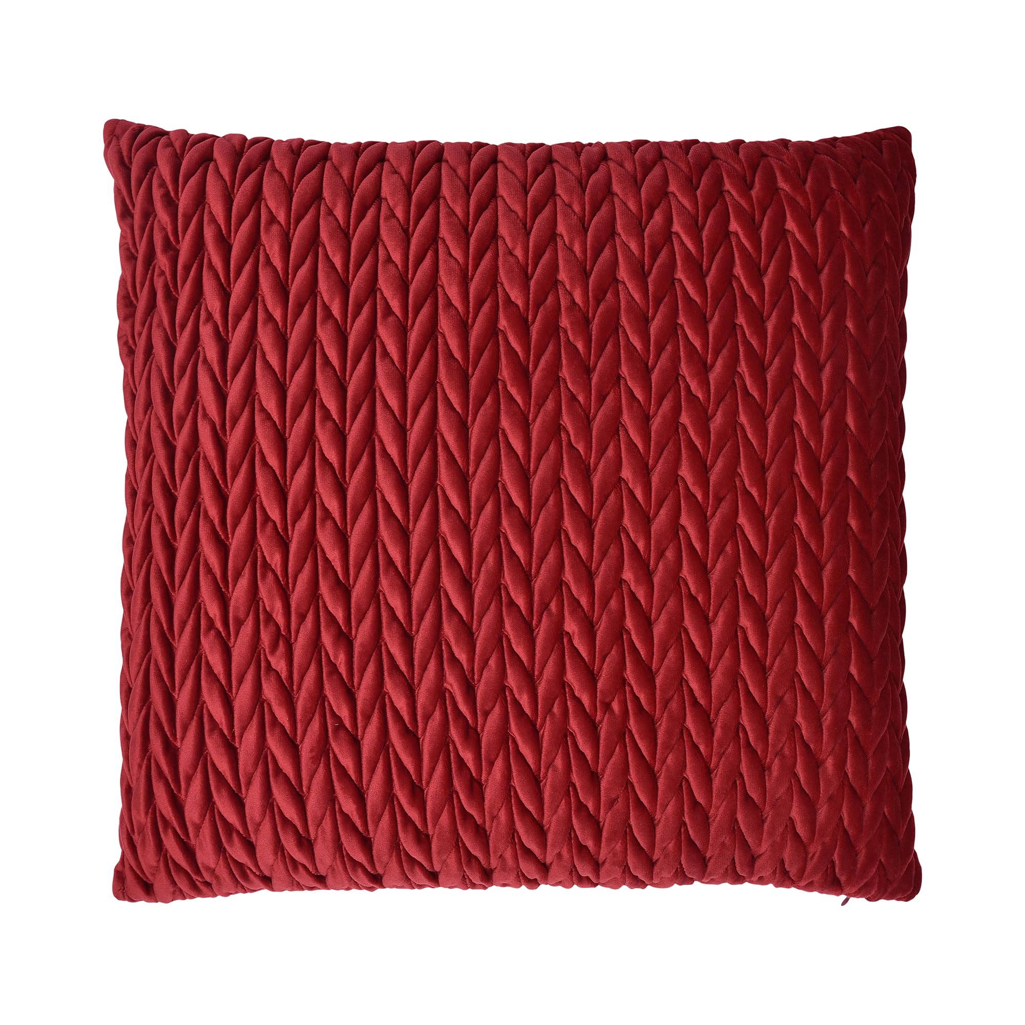 House Llewelyn - Bowen Claret Laurence Llewelyn-Bowen - Red Plain Plaited Cushion - 43 X 43Cm - Velvet Cushion With Filling/Padding Included - Red Crotchet - Amory Collection