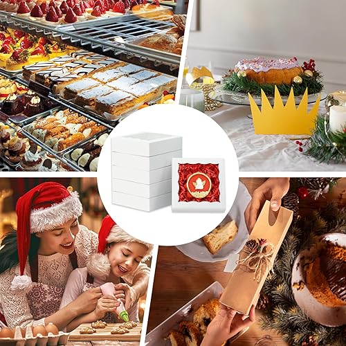 Miniatura 8 de 100 cajas de galletas con ventana 4 12 "x 4 12" x 1 15" pulgadas individuales pequeñas cajas de regalo, mini cajas de done, cajas de golosinas