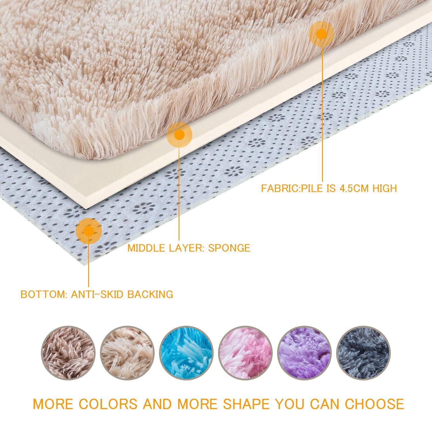 Moquette Chambre, Home Tapis Shaggy Longues Mèches En Différentes Tailles Et Coloris Tapis Shaggy Design Moderne Pour Chambre D'enfant Chambre À Coucher Salon Coureur Lavable,Marron,200X300CM