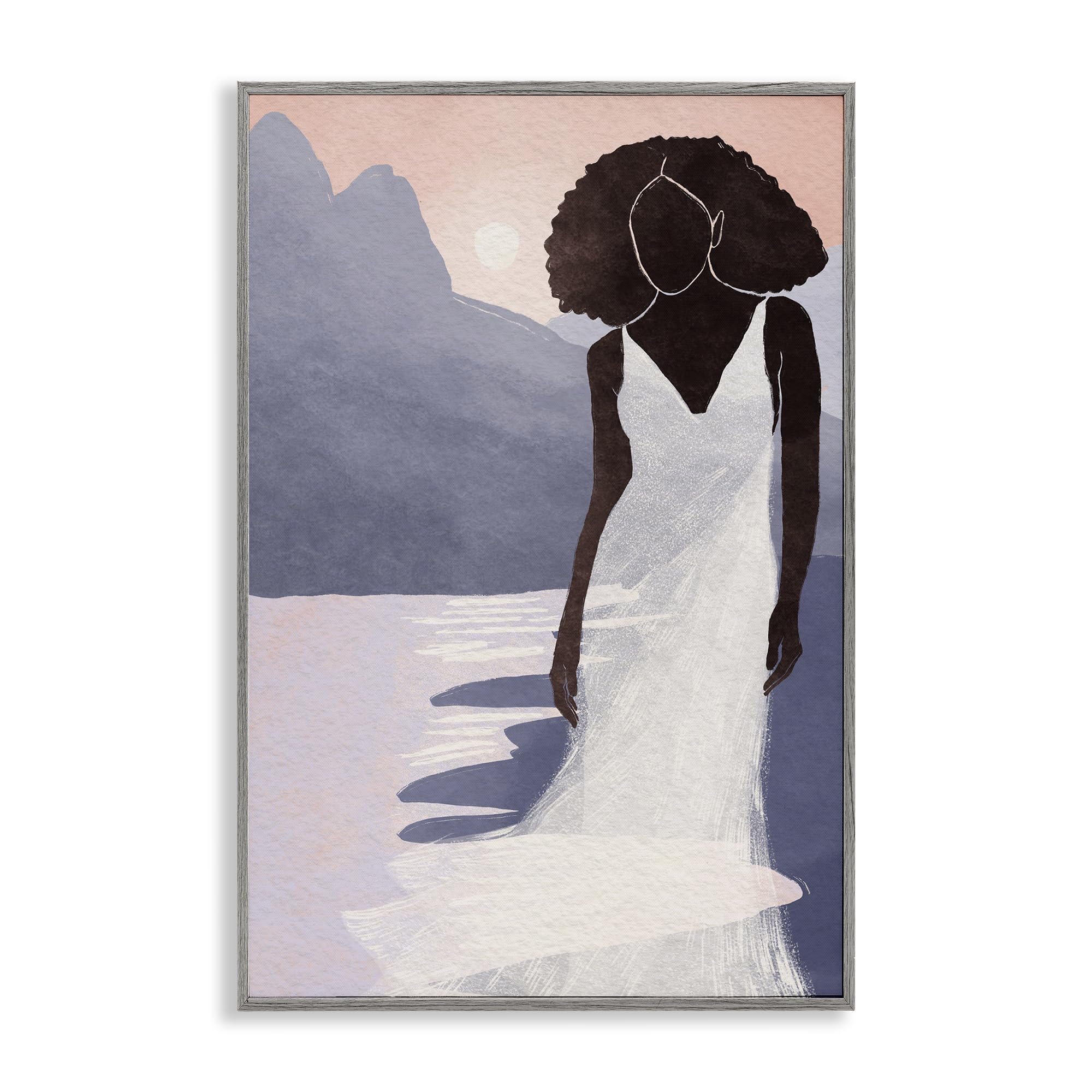 Stupell Industries Farmhouse Gray (Textured) 'White Gown Silhouette At Sunset'| Framed Giclee Art
