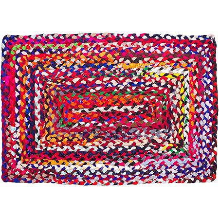 Amazon.com: NAQSH Handmade Multicolored Reversible Braided Rag Rug (2x3 ...